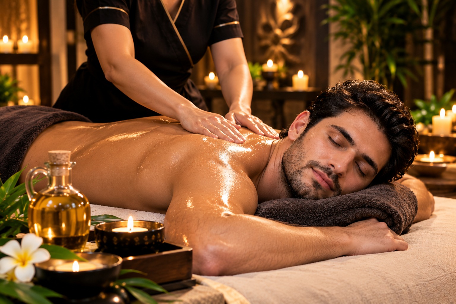Aromatherapy massage with premium essential oils at Zuxa Beauty Spa.